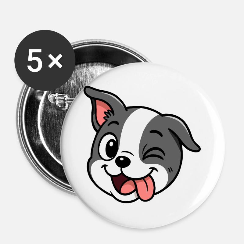 Boston - Cheeky - Buttons large 2.2''/56 mm (5-pack) - white