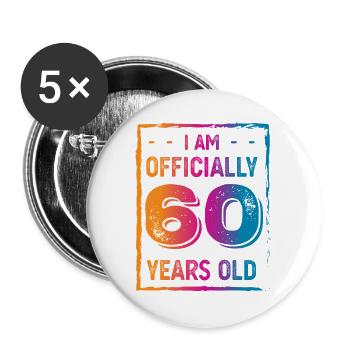 60. Geburtstag - Buttons groß 56 mm (5er Pack) - Weiß - Vorne
