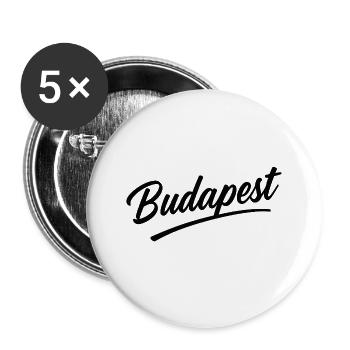 Budapest Script Schriftzug Reise-Souvenir - Buttons groß 56 mm (5er Pack) - Weiß - Vorne