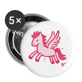 Flügelponi Pinkes Einhorn Sketch - Buttons groß 56 mm (5er Pack) - Weiß - Vorne