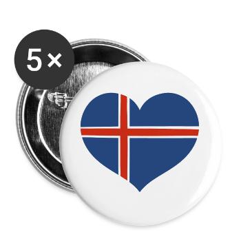 Conception du cœur du drapeau islandais - Lot de 5 grands badges (56 mm) - blanc - Devant