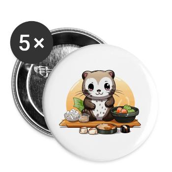 Otter Sushi Fest - Buttons groß 56 mm (5er Pack) - Weiß - Vorne