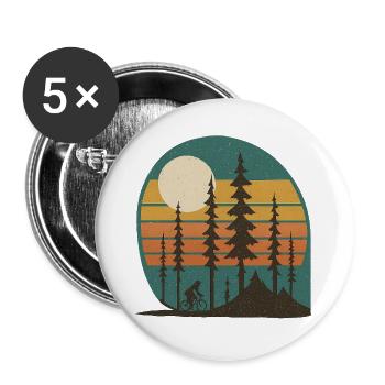 Forest Sun Cyclist Retro Landscape Gift Idea - Buttons large 2.2''/56 mm (5-pack) - white - Front