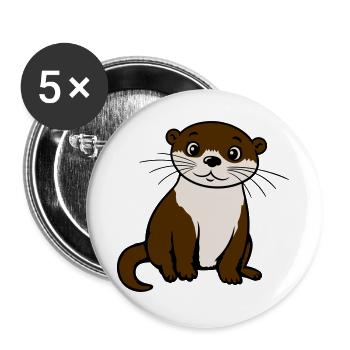 Loutre mignonne Kawaii Adore des animaux cadeau - Lot de 5 grands badges (56 mm) - blanc - Devant