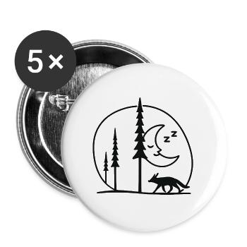 Mondnächtliche Fuchs-Wald Silhouette Fans geschenk - Buttons groß 56 mm (5er Pack) - Weiß - Vorne