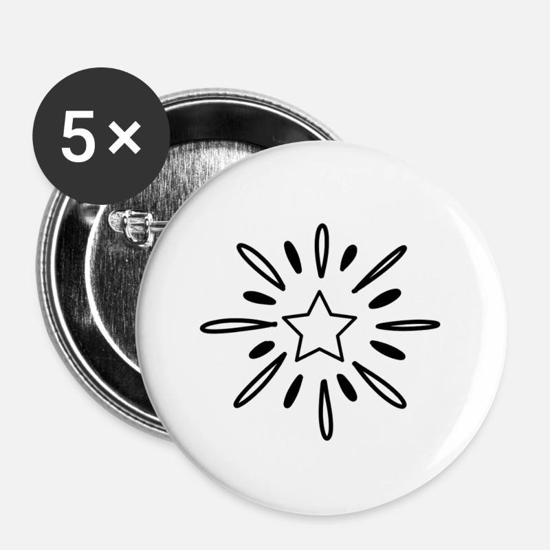 Star Stars - Buttons large 2.2''/56 mm (5-pack) - white