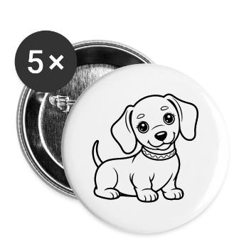 Cuddly Dog Puppy Cartoon - Buttons large 2.2''/56 mm (5-pack) - white - Front
