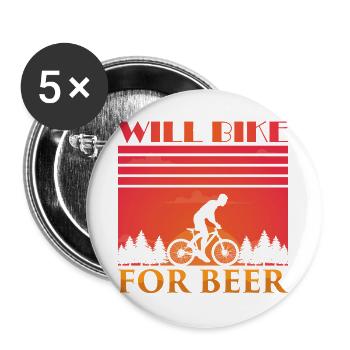 Fahradfahrer Bier Spruch Radtour Biertrinker - Buttons groß 56 mm (5er Pack) - Weiß - Vorne