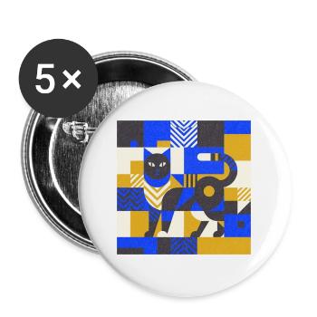 Mosaïque Katz en bleu et or - Lot de 5 grands badges (56 mm) - blanc - Devant