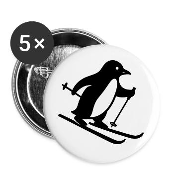 Süßer Pinguin Skifahrer Wintersport Cartoon Silhou - Buttons groß 56 mm (5er Pack) - Weiß - Vorne