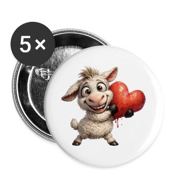 Herzfreundliches Schäfchen - Buttons groß 56 mm (5er Pack) - Weiß - Vorne