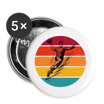 Handball Fans aufgepasst schlichtes Statement für - Buttons groß 56 mm (5er Pack) - Weiß - Vorne
