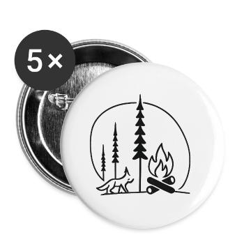 Campfire Forest Line Art Fans Gift Idea - Buttons large 2.2''/56 mm (5-pack) - white - Front