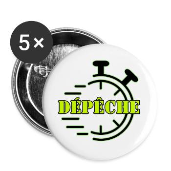 DÉPÊCHE. - Lot de 5 grands badges (56 mm) - blanc - Devant
