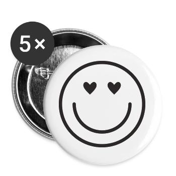 Smiley laugh smile smile - Buttons large 2.2''/56 mm (5-pack) - white - Front
