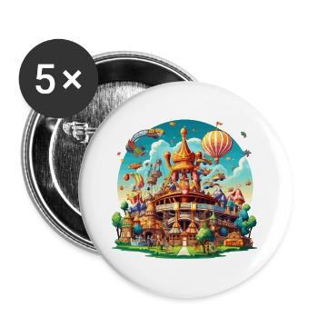 Fantasy Park Airship Carousel - Buttons large 2.2''/56 mm (5-pack) - white - Front