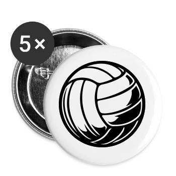 Volleyball Ball - Buttons groß 56 mm (5er Pack) - Weiß - Vorne