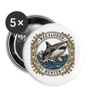 Megalodon Hunter Écusson Vintage Océan - Lot de 5 grands badges (56 mm) - blanc - Devant