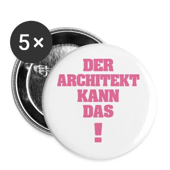 architecte - Lot de 5 grands badges (56 mm) - blanc - Devant