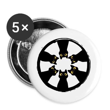 Cat Gaze Circle: Eyes from the Darkness - Buttons large 2.2''/56 mm (5-pack) - white - Front