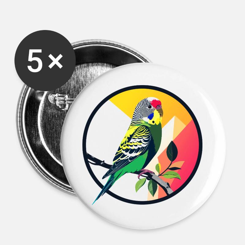 Magnificent Parrot Parakeet Color Magic Budgie - Buttons large 2.2''/56 mm (5-pack) - white