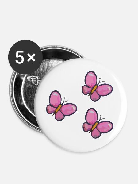 PinkButterfly Muster - Buttons groß 56 mm (5er Pack) - Weiß