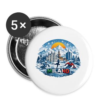 Icône des sports d’hiver milanais - Lot de 5 grands badges (56 mm) - blanc - Devant