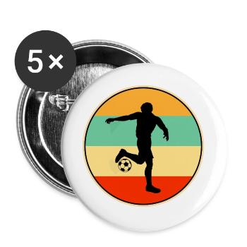 Retro Footballer Silhouette Vintage Football - Buttons large 2.2''/56 mm (5-pack) - white - Front