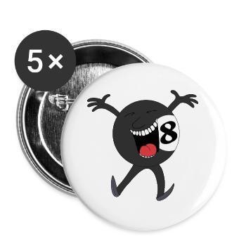 Laughing Eightball Mascot - Buttons large 2.2''/56 mm (5-pack) - white - Front
