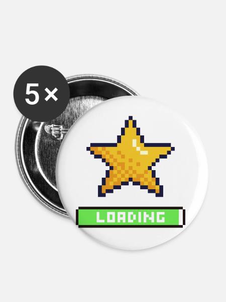 Pixel Star wird geladen - Buttons groß 56 mm (5er Pack) - Weiß