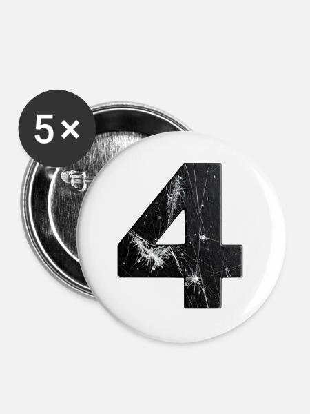 Schwarzes Vierer-Kratzmuster - Buttons groß 56 mm (5er Pack) - Weiß