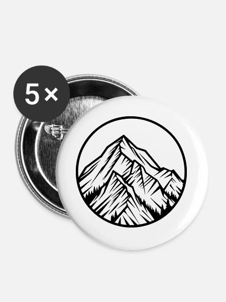 Berge Mountains Alpen - Buttons groß 56 mm (5er Pack) - Weiß