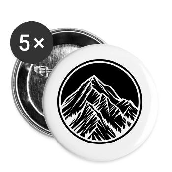 Berge Symbol Felsen - Buttons groß 56 mm (5er Pack) - Weiß - Vorne