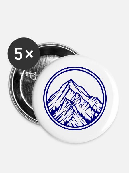 Berge Symbol Felsen - Buttons groß 56 mm (5er Pack) - Weiß