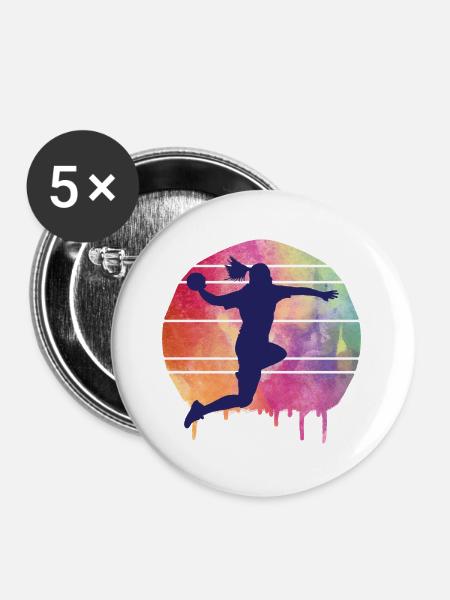 Handball Spielerin - Buttons groß 56 mm (5er Pack) - Weiß