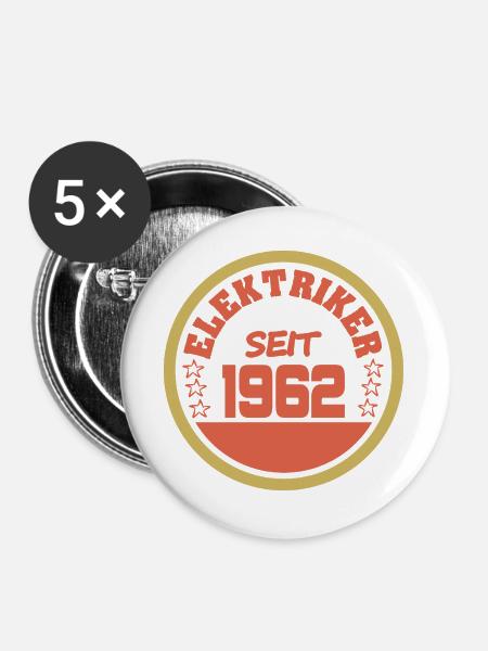 1962 - Buttons groß 56 mm (5er Pack) - Weiß