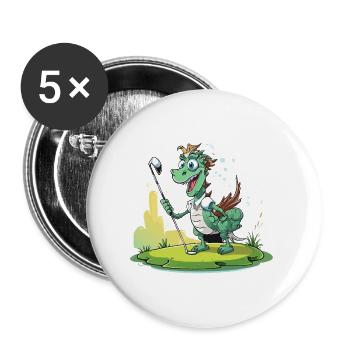 Dragon golfer on the green - Buttons large 2.2''/56 mm (5-pack) - white - Front