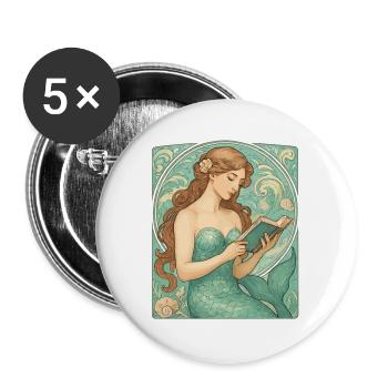 Lecture Art nouveau des sirènes - Lot de 5 grands badges (56 mm) - blanc - Devant