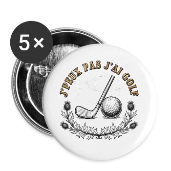 I Can't I Have Golf – Engraving - Buttons large 2.2''/56 mm (5-pack) - white - Front