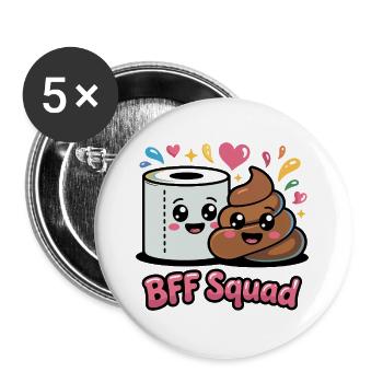 Selles de papier toilette de l’équipe BFF - Lot de 5 grands badges (56 mm) - blanc - Devant