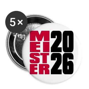 Meister 2026 Meisterschaft - Buttons groß 56 mm (5er Pack) - Weiß - Vorne