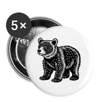 Ourson petit - Lot de 5 grands badges (56 mm) - blanc - Devant