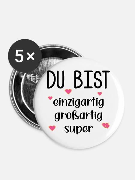 Wertschätzung Partnerschaft Dankbarkeit - Buttons groß 56 mm (5er Pack) - Weiß