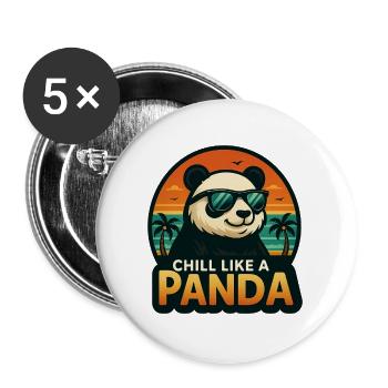 Chill wie ein Panda - Buttons groß 56 mm (5er Pack) - Weiß - Vorne