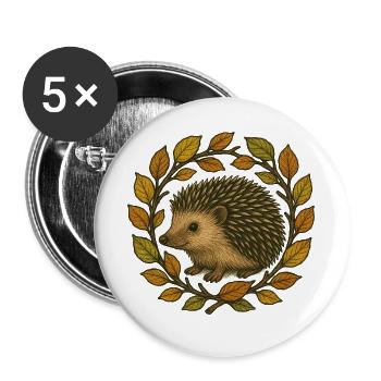 Herbst-Igelkranz - Buttons groß 56 mm (5er Pack) - Weiß - Vorne