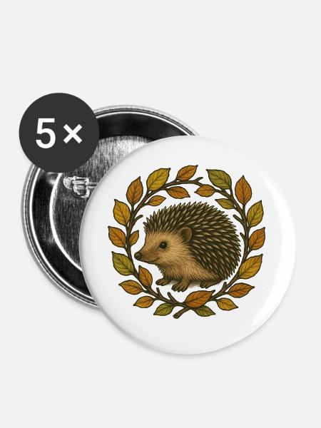 Herbst-Igelkranz - Buttons groß 56 mm (5er Pack) - Weiß