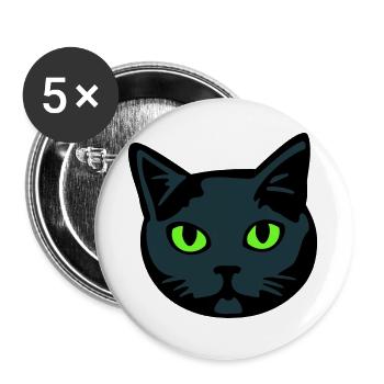 Graue Katze / Kater "Britisch Kurzhaar" - Buttons groß 56 mm (5er Pack) - Weiß - Vorne