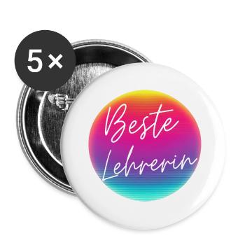 Beste Lehrerin! Neon Kreis Personalisierbar - Buttons groß 56 mm (5er Pack) - Weiß - Vorne