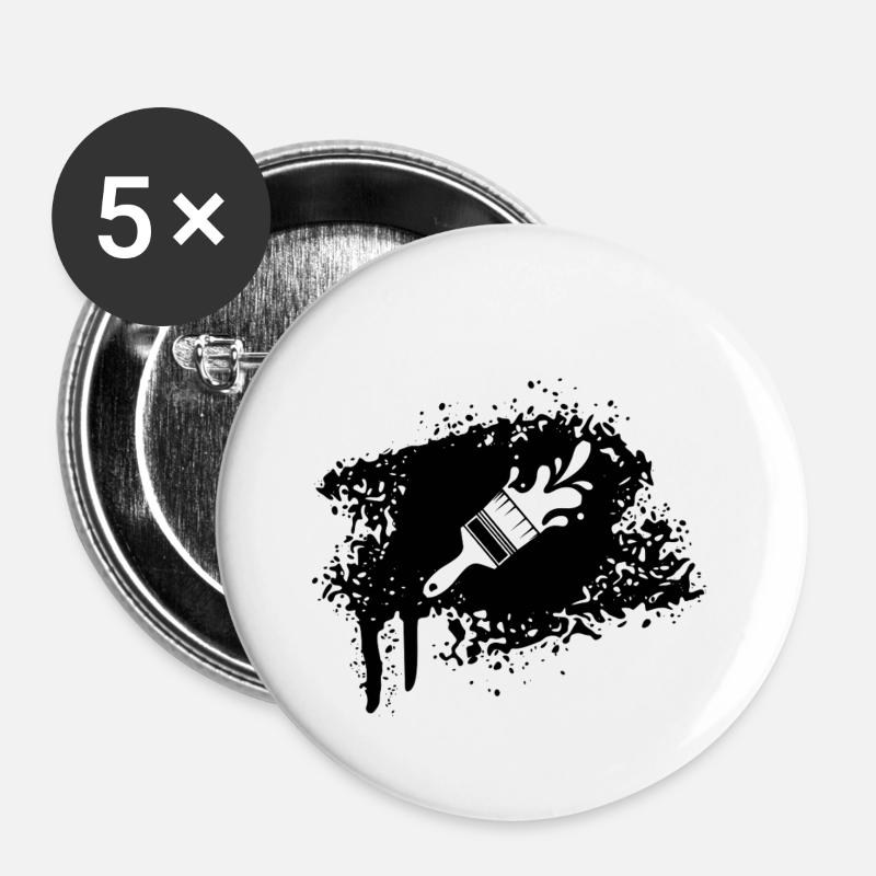 Pinsel - Buttons groß 56 mm (5er Pack) - Weiß