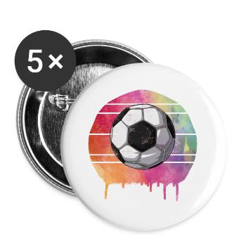 Fußball Ball - Buttons groß 56 mm (5er Pack) - Weiß - Vorne